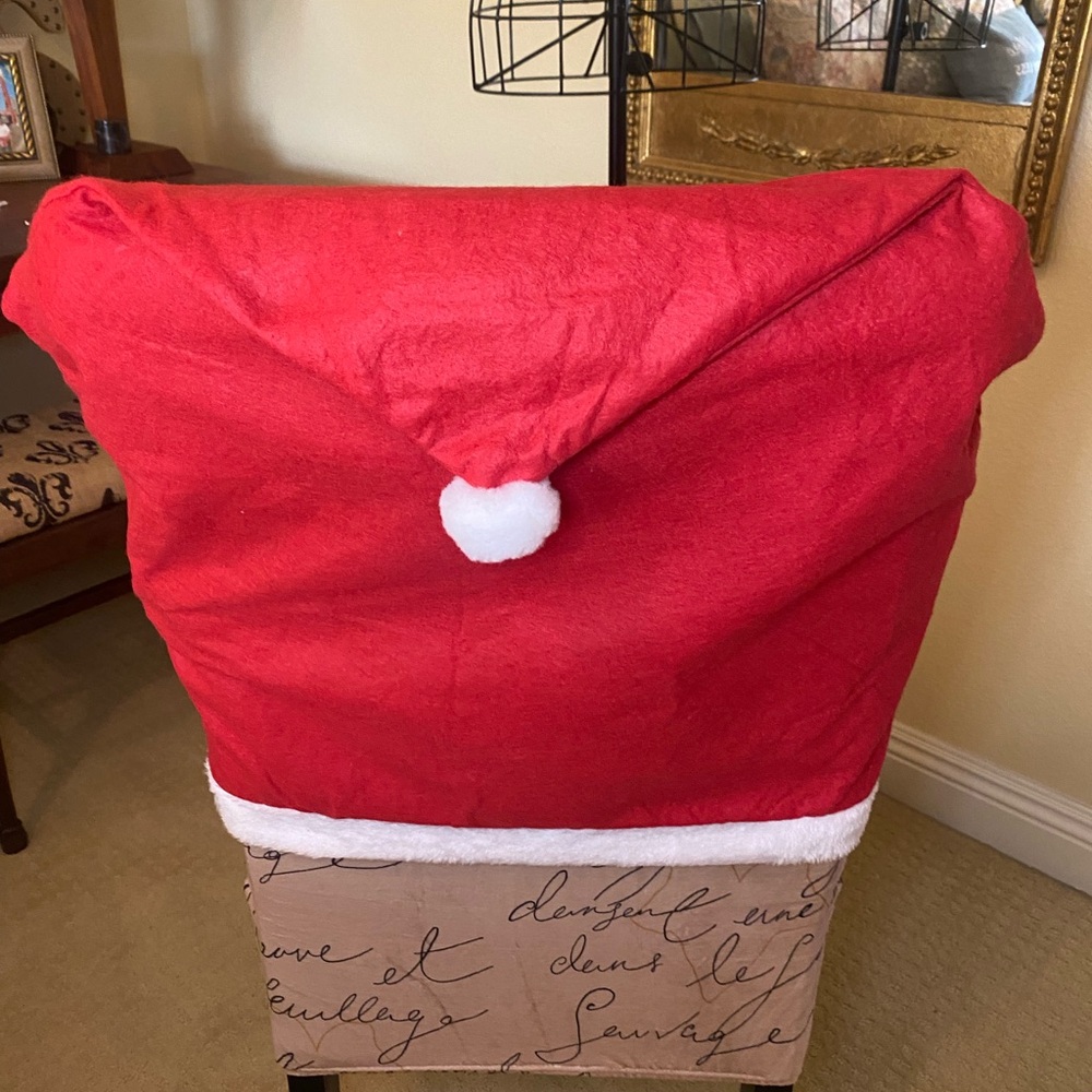 Festive 8- Red Santa Hat Chair Covers